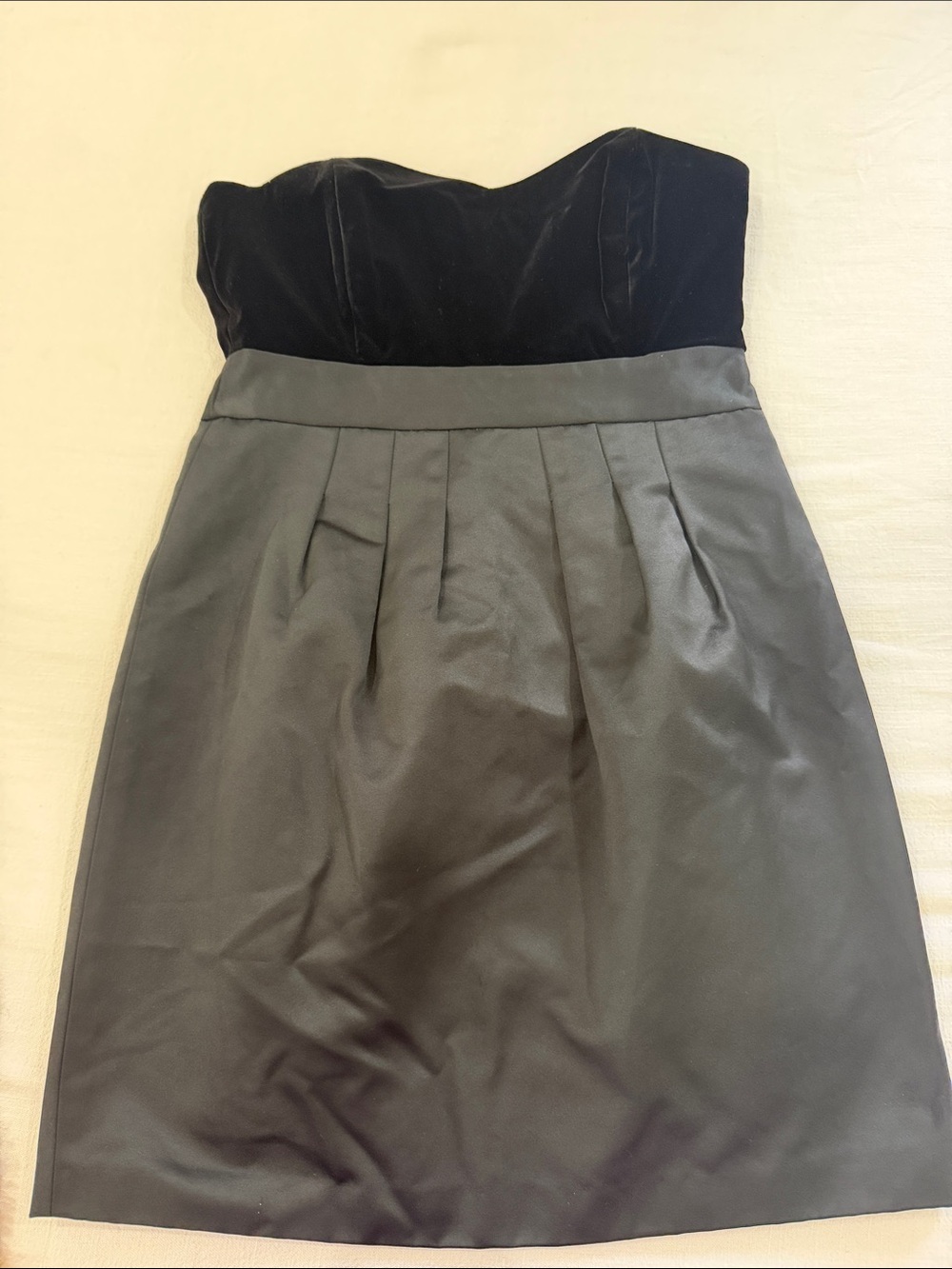 Theory Strapless Black Velvet Top with Black Satin Skirt Dress